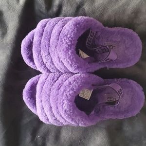 Ugg purple fuzzy slip ons size 7
